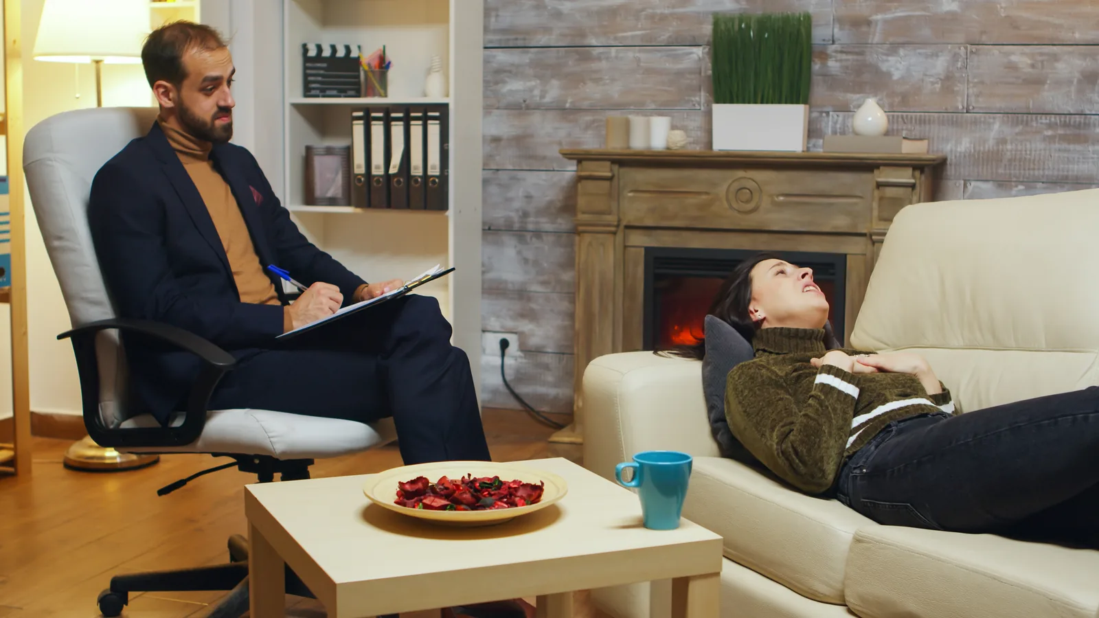 Clinician conducting an intake assessment interview